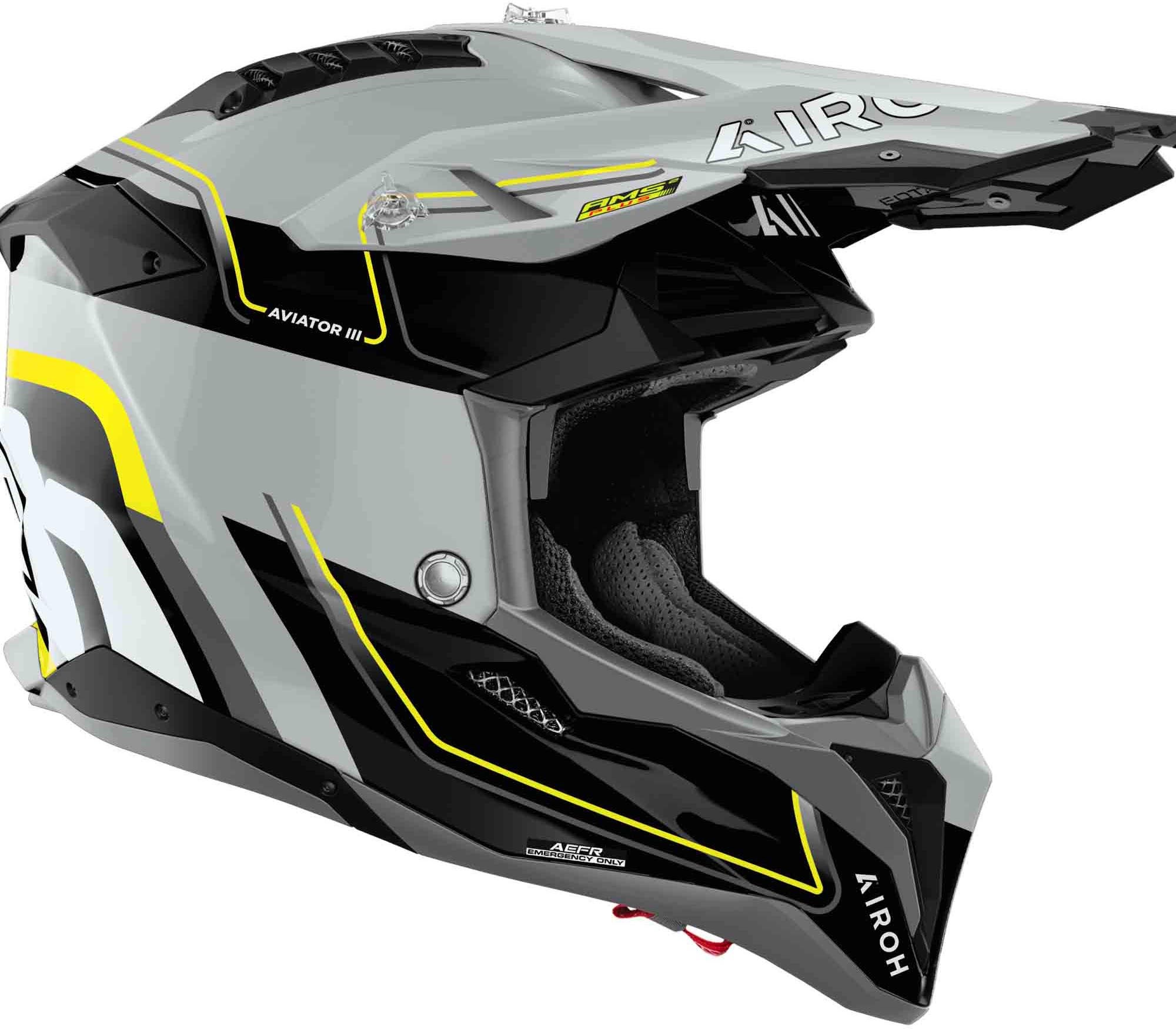 Airoh Aviator 3 Leader Casco da motocross grigio/nero/giallo S (55/56) Figura 2