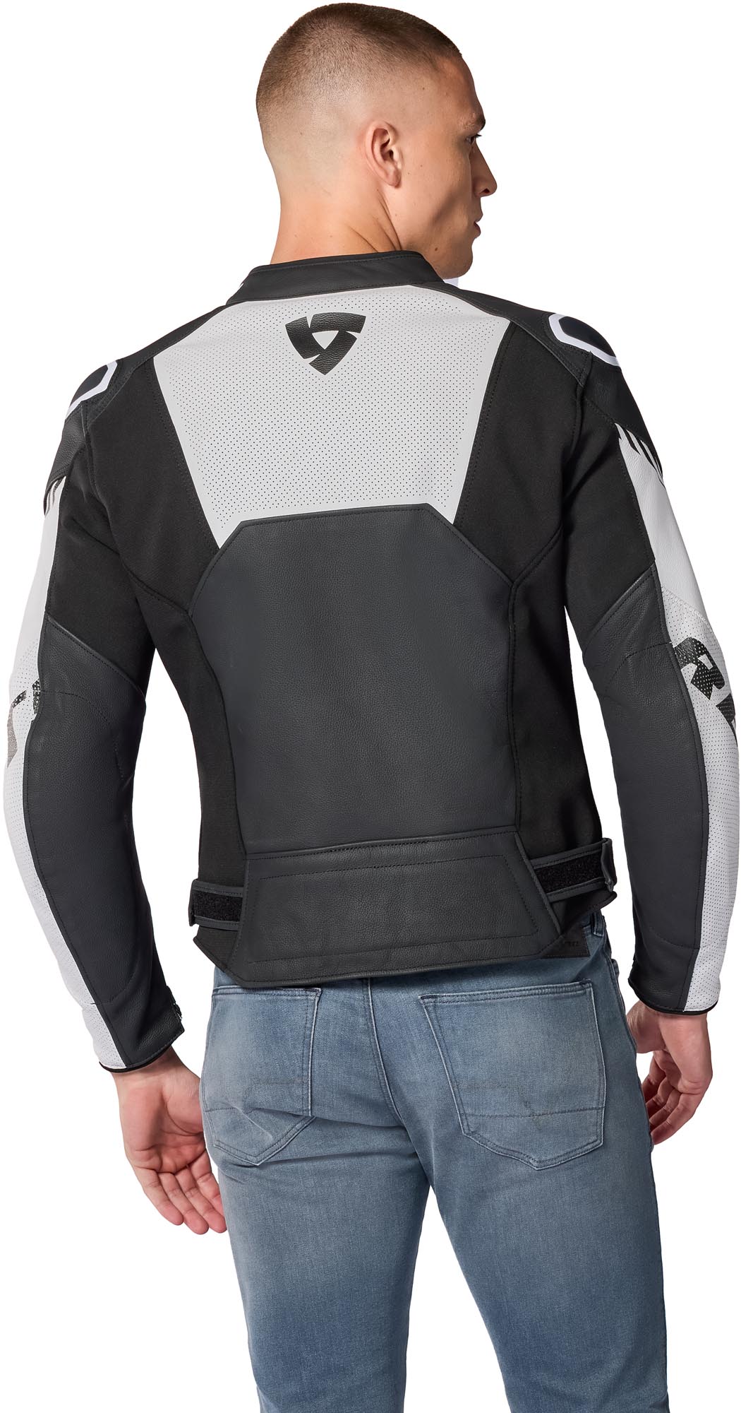 Revit Argon 3 Veste en cuir de moto perforée Noir/Blanc 48 Figure 4