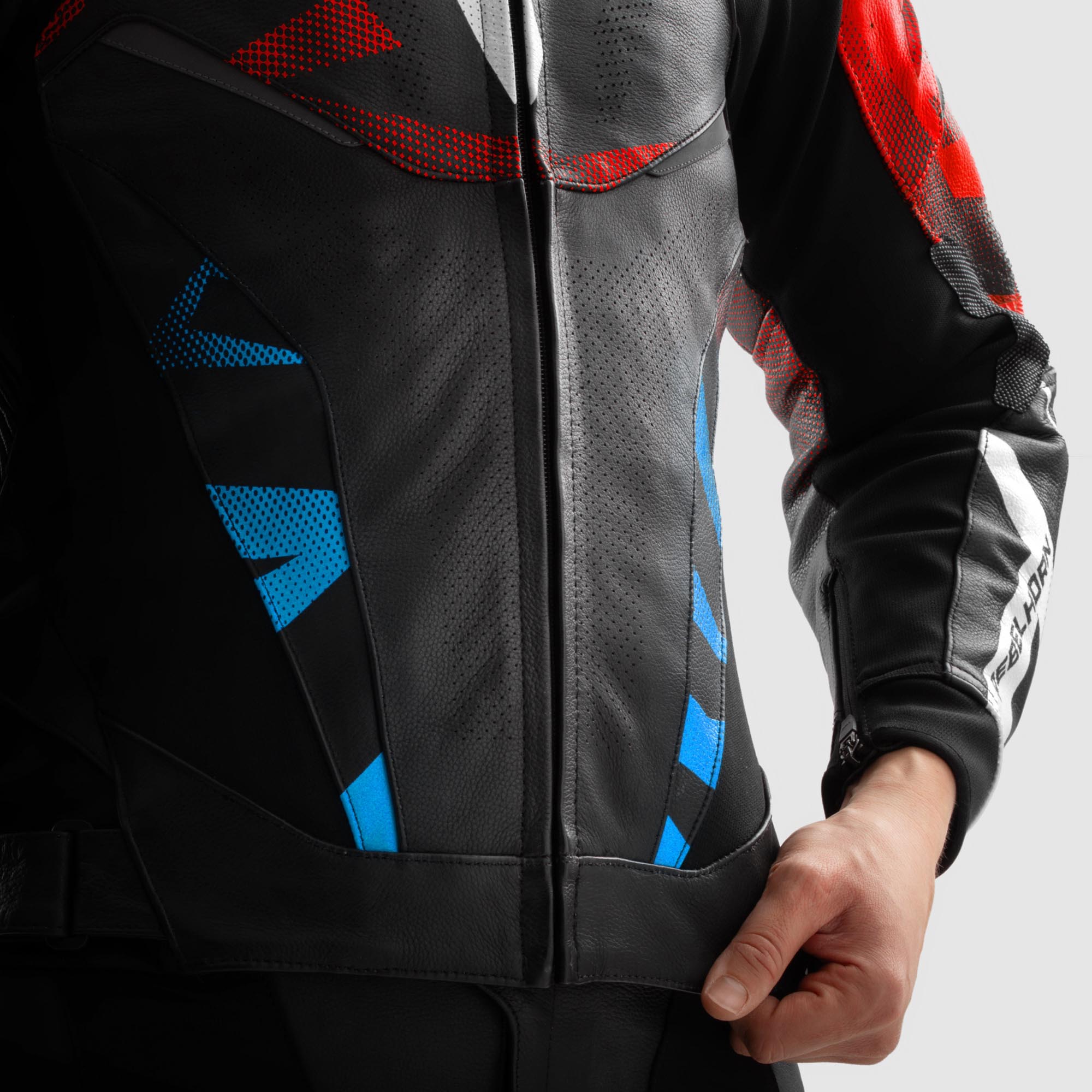 Rebelhorn Inferno Motorcycle Leather Jacket black/blue/white/red 58 Figure 4
