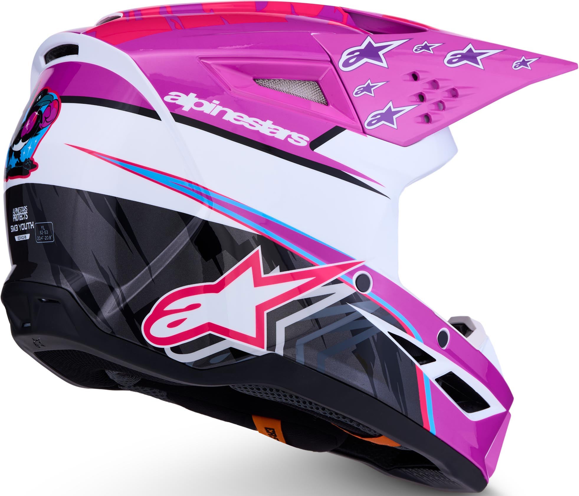 Alpinestars S-M3 Falcon Casco da motocross giovanile viola/bianco Y/L (52/53) Figura 4