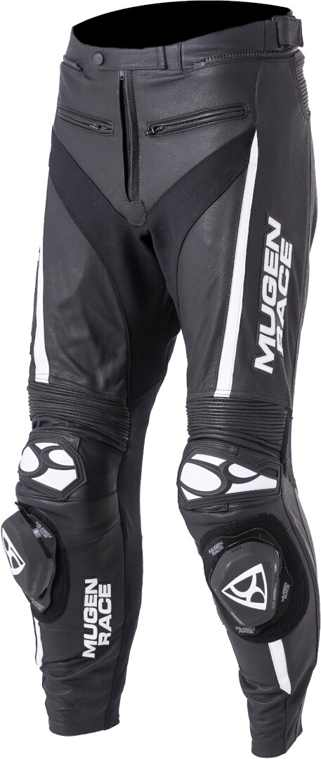 MUGENRACE RBRS-1 Pantaloni de piele pentru motocicletă alb/negru XXL Figura 2