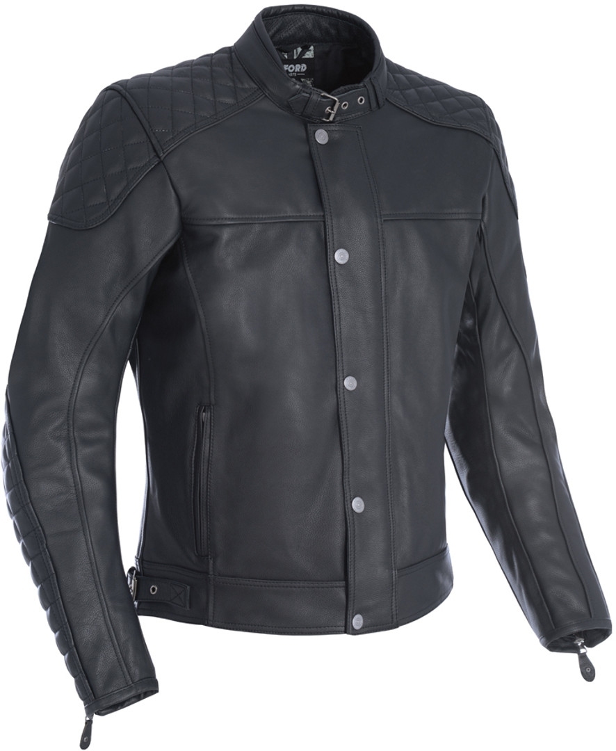 Oxford Hampton Motorfiets lederen jas Zwart M Figuur 1