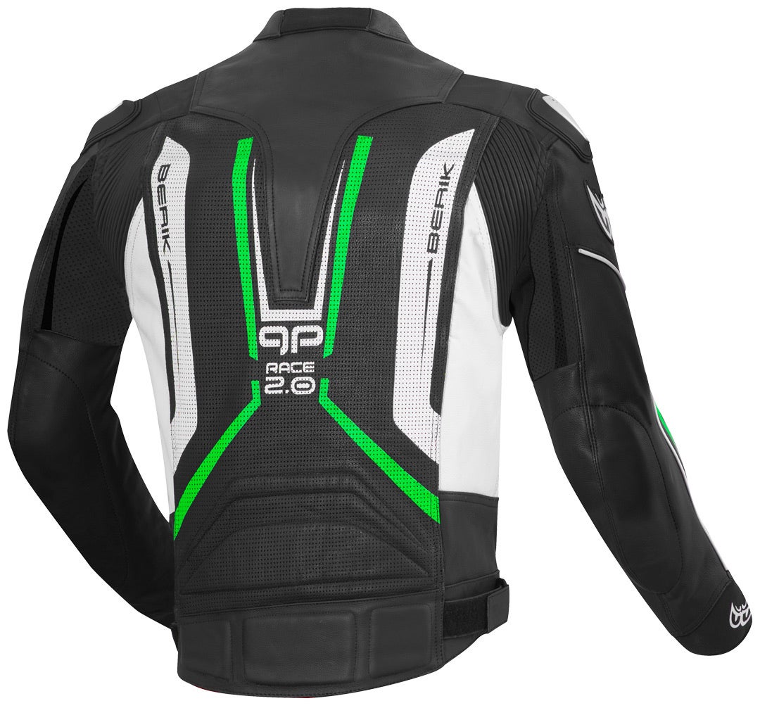 Berik Street Pro Motorcycle Leather Jacket black/white/green 56 Figure 2
