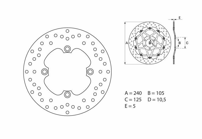 Brembo S.p.A. Serie Oro Rund Fast Bromsskiva Figur 2
