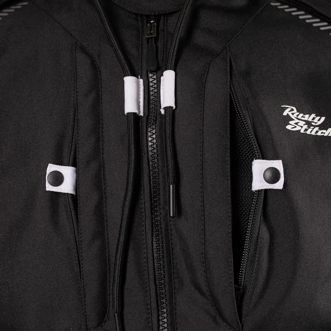 Rusty Stitches Dylan Veste textile imperméable à l’eau pour moto Noir/Blanc L Figure 9