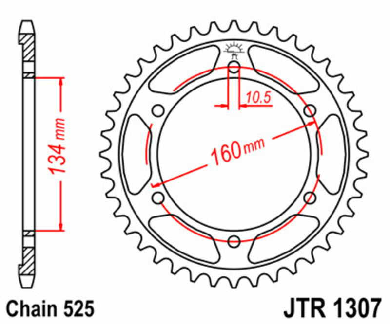 JT-TANNHJUL Standard stålkrone 1307 - 525 Figur 2
