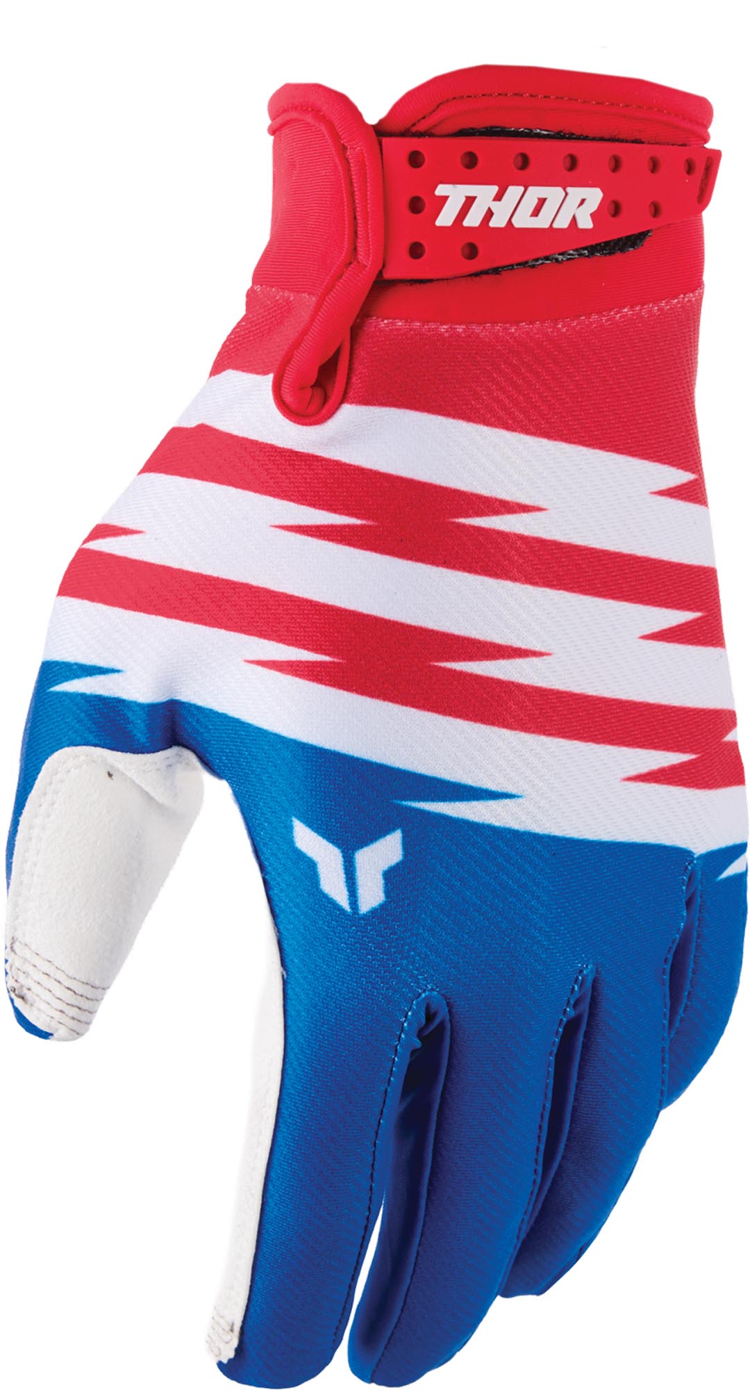 Thor Launchmode Shockie Jugend Motocross Handschuhe blau/weiß/rot S Abbildung 4