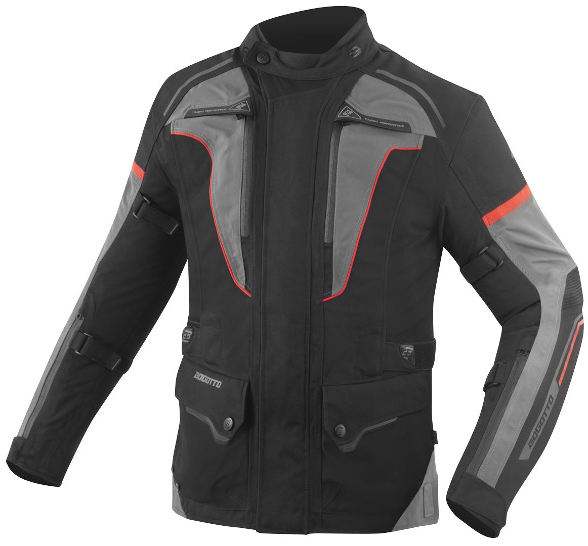 Bogotto Shado Laminated 2in1 waterproof Motorcycle Textile Jacket black/grey/red 4XL Figure 1