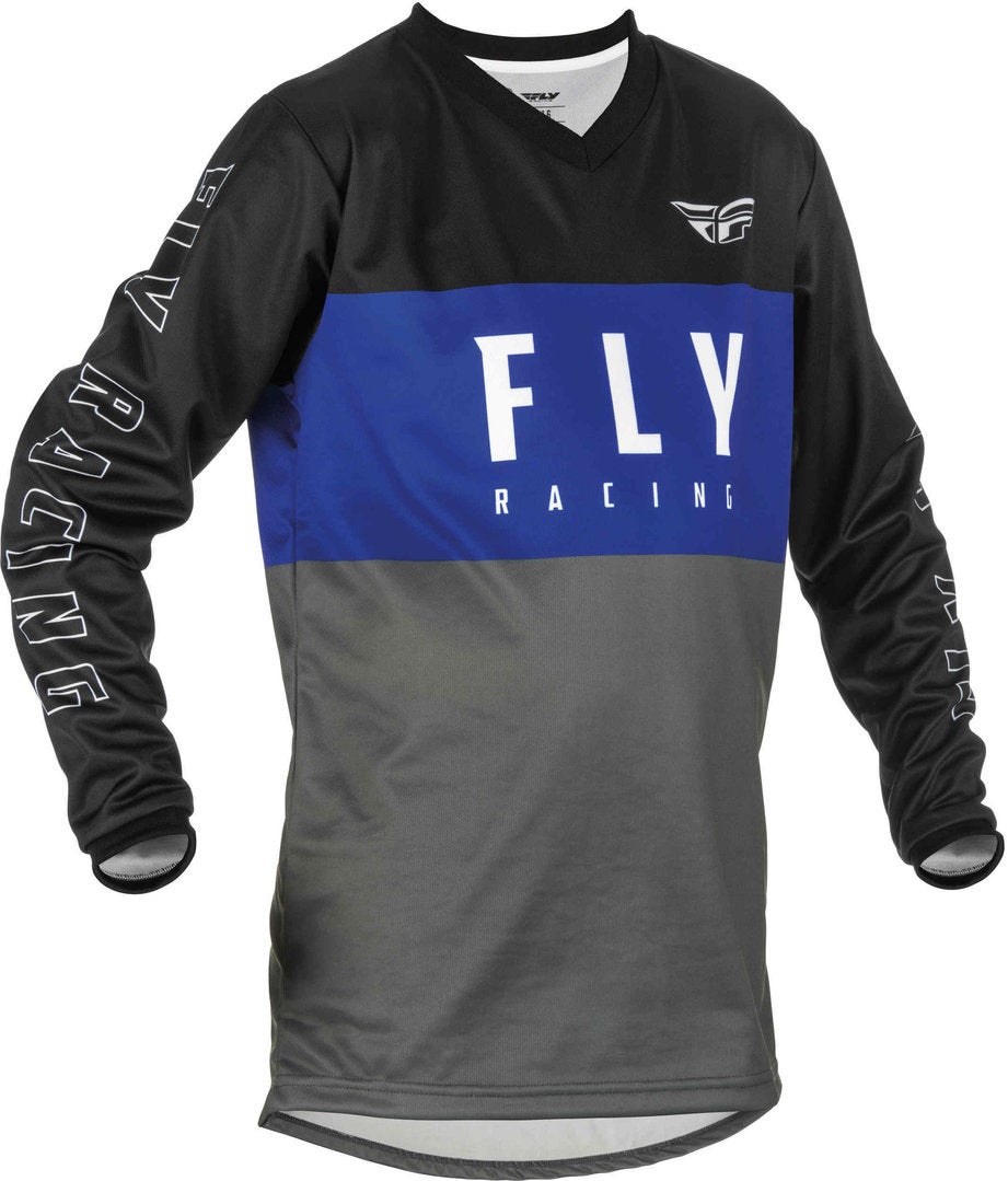 Fly Racing F-16 Maglia Motocross Giovanile nero/grigio/blu YXL Figura 1
