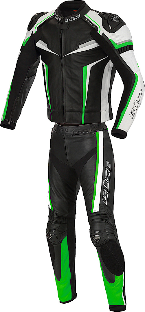 Büse Mille Two Piece Motorcycle Leather Suit black/green 60 Figure 1