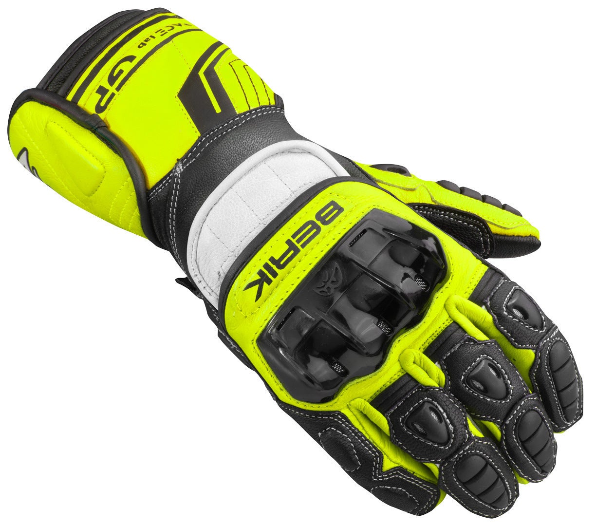 Berik Track Pro Motorcykelhandsker sort/hvid/gul M Figur 1