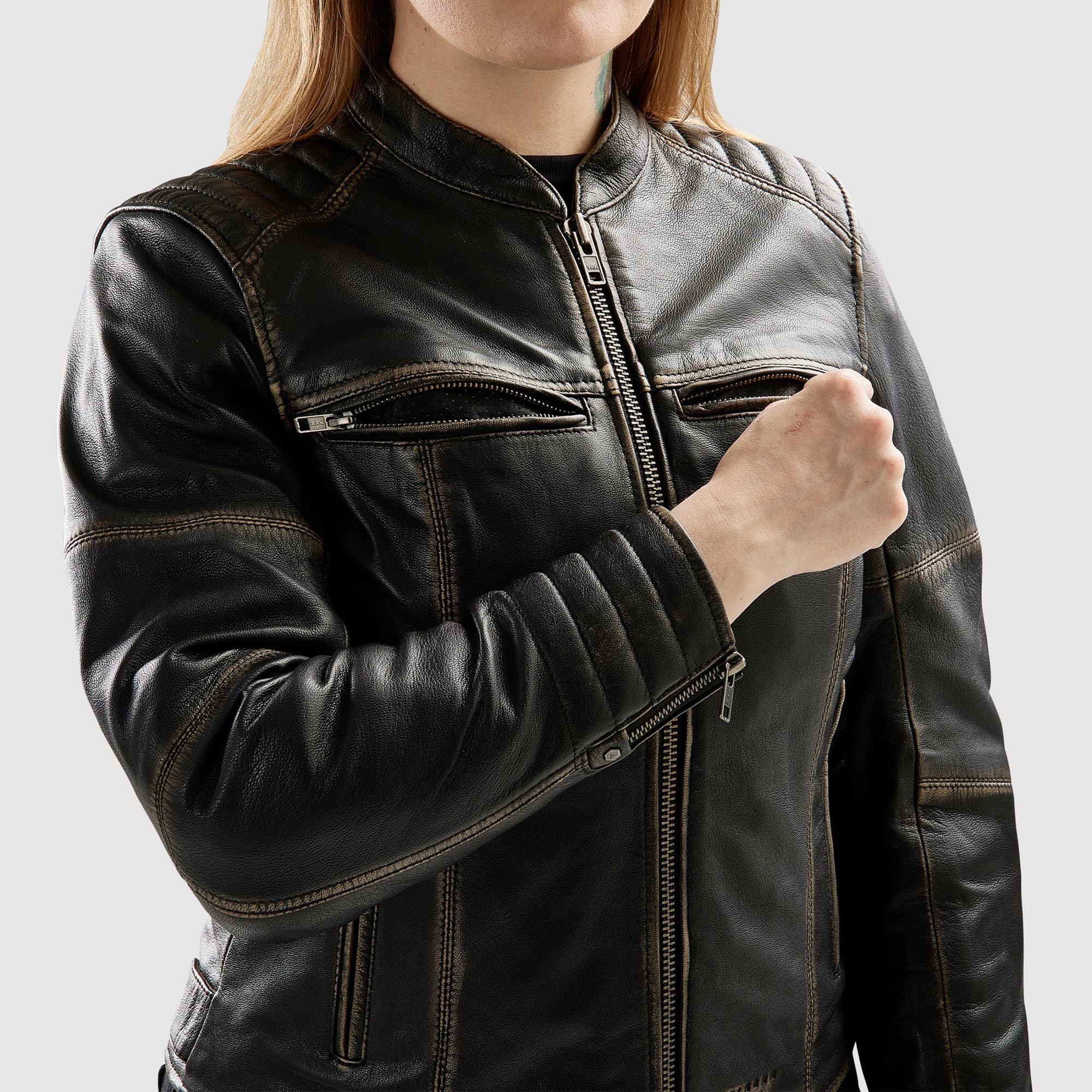Rebelhorn Hunter 2 Dames motorleren jas Vintage Brown L Figuur 3