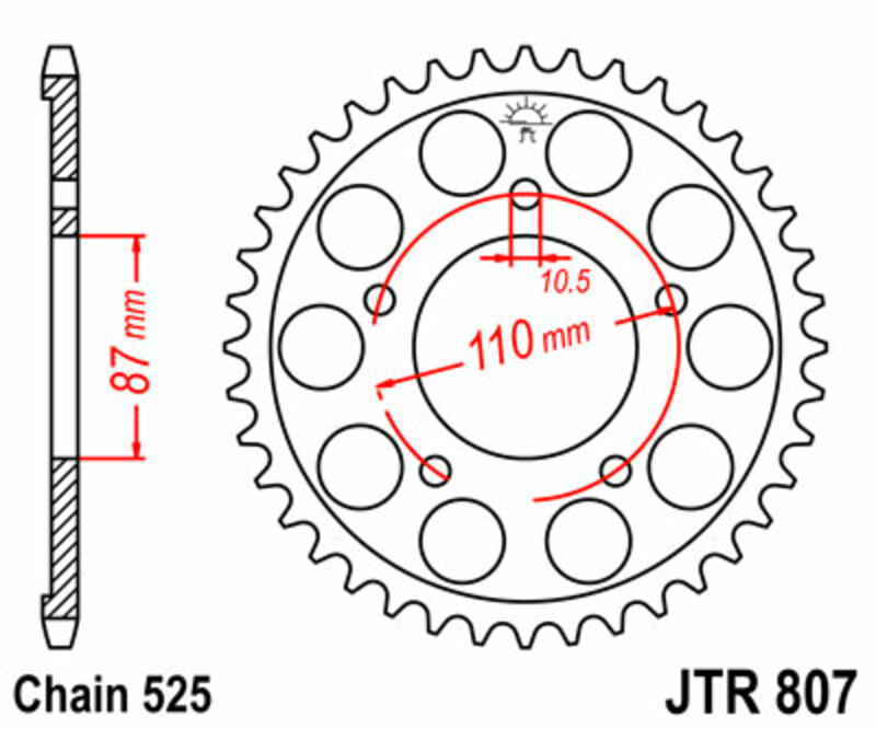 JT-DRIVHJUL Standard stålkrona 807 - 525 Figur 1