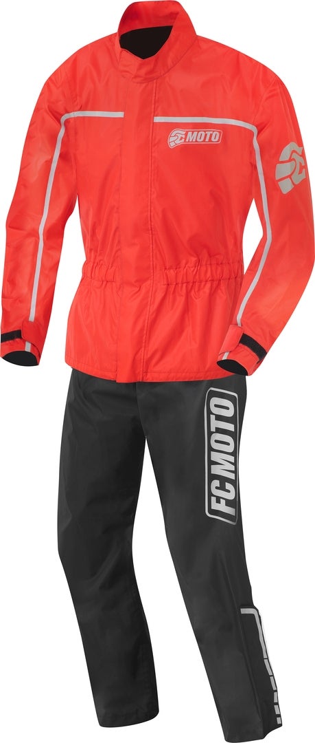 FC-Moto Urban Rain Kit Two Piece Motorcycle Rain Suit black/red XL Figure 1