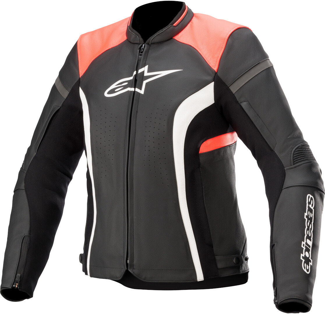 Alpinestars Stella Kira V2 Jachetă de piele pentru motociclete pentru doamne Negru/Portocaliu 38 Figura 1