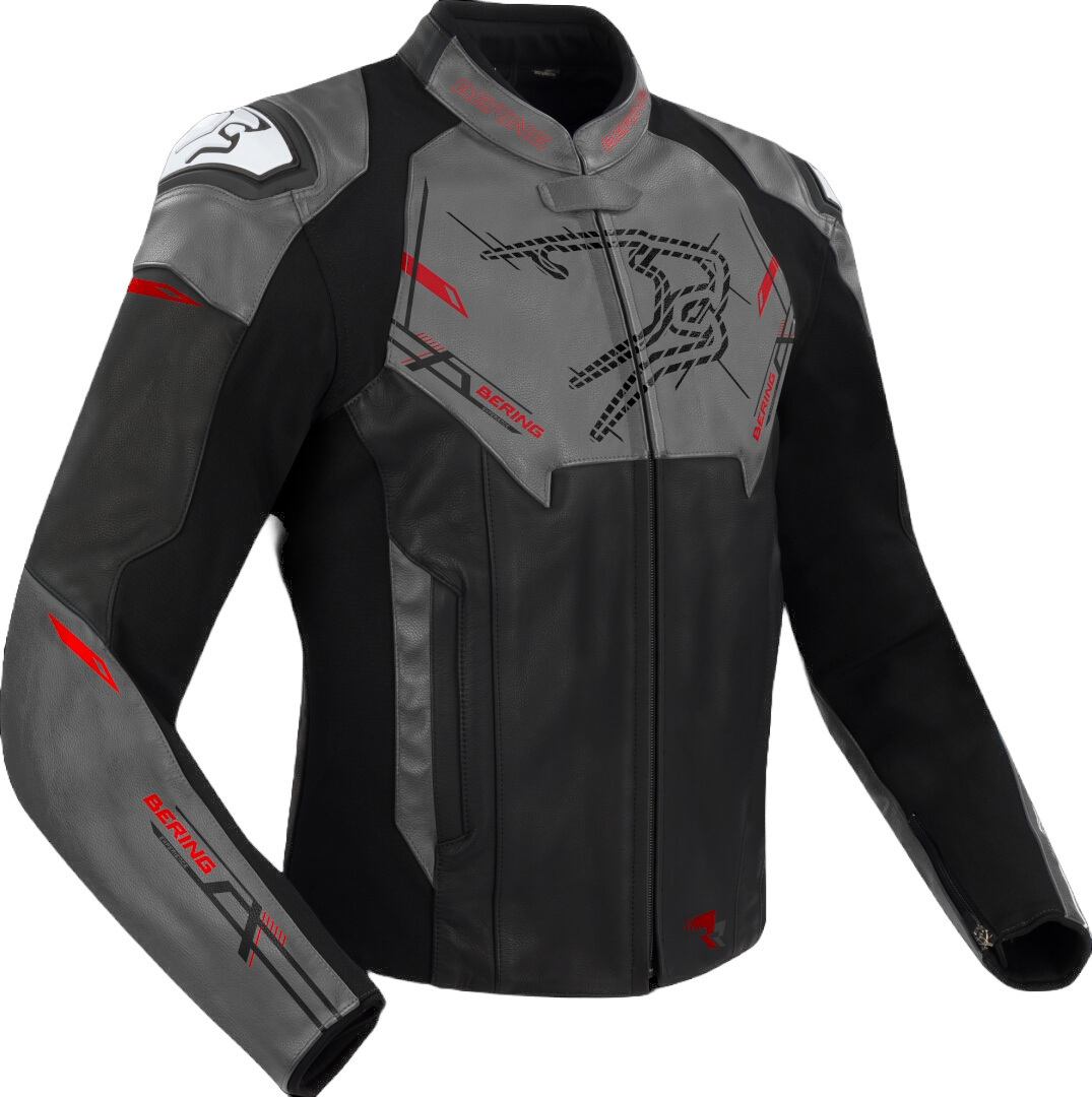 Bering Snap Motorcycle Leather/Textile Jacket black/grey 4XL Figure 1