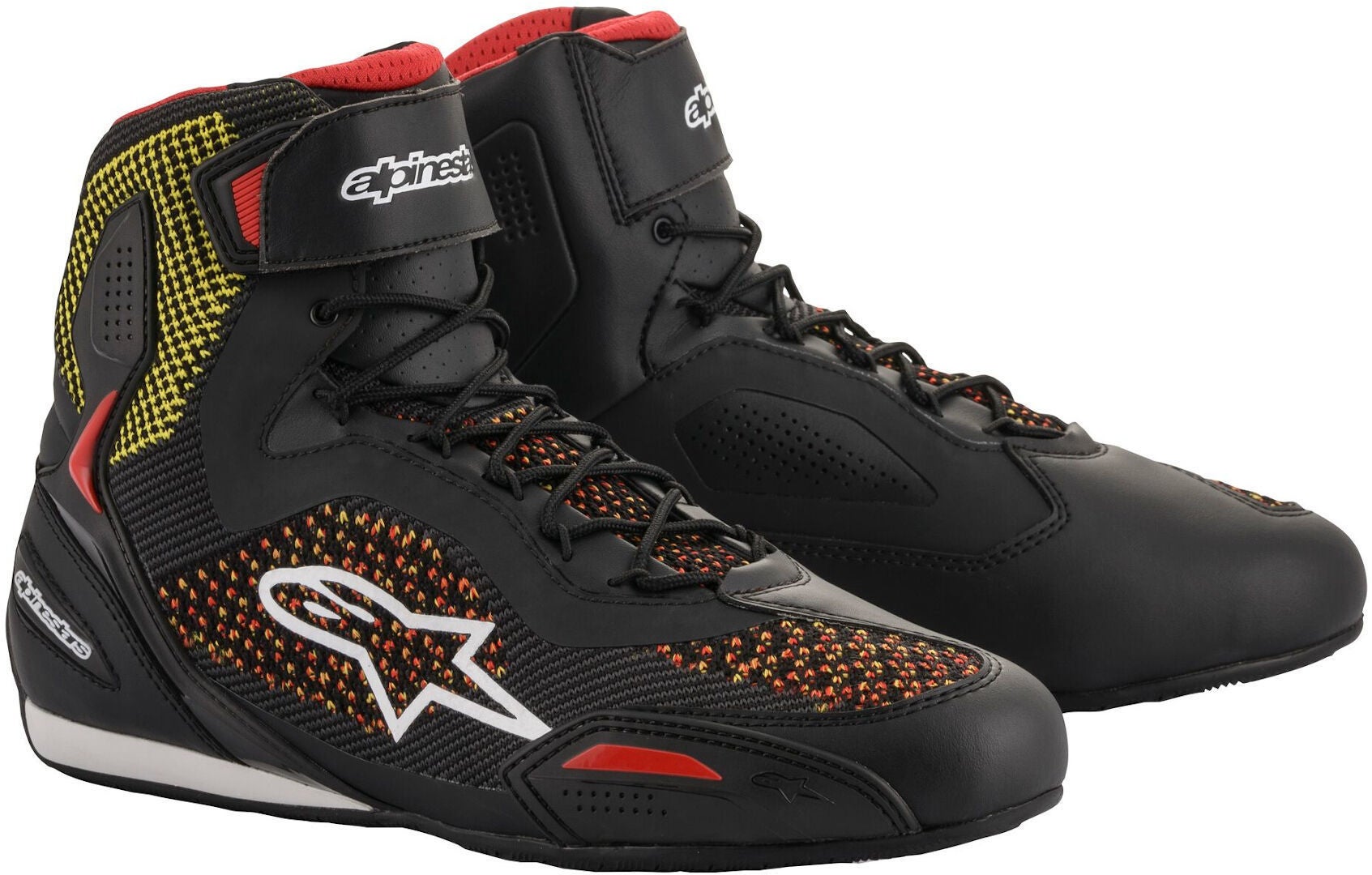 Alpinestars Faster 3 Rideknit Motorcykel sko sort/gul/rød 9 (42) Figur 1
