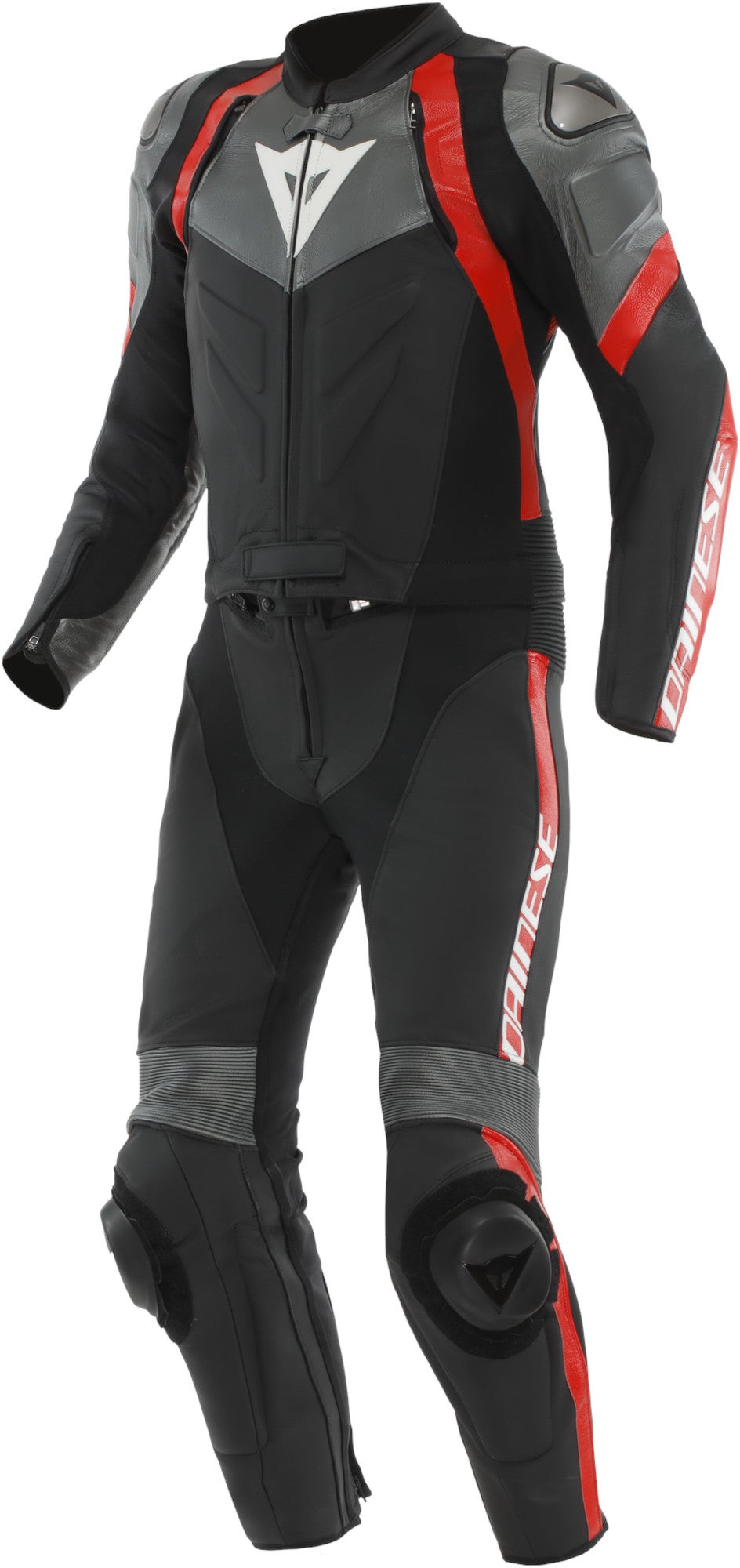 Dainese Avro 4 2-Teiler Motorrad Lederkombi schwarz/anthrazit/rot 60 Abbildung 1