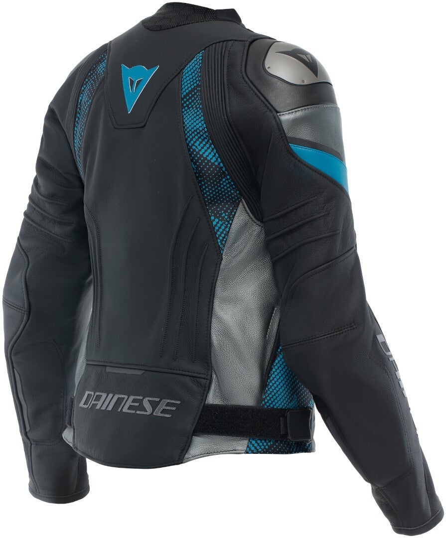 Dainese Avro 5 Dame motorcykel læderjakke sort/blå 52 Figur 2