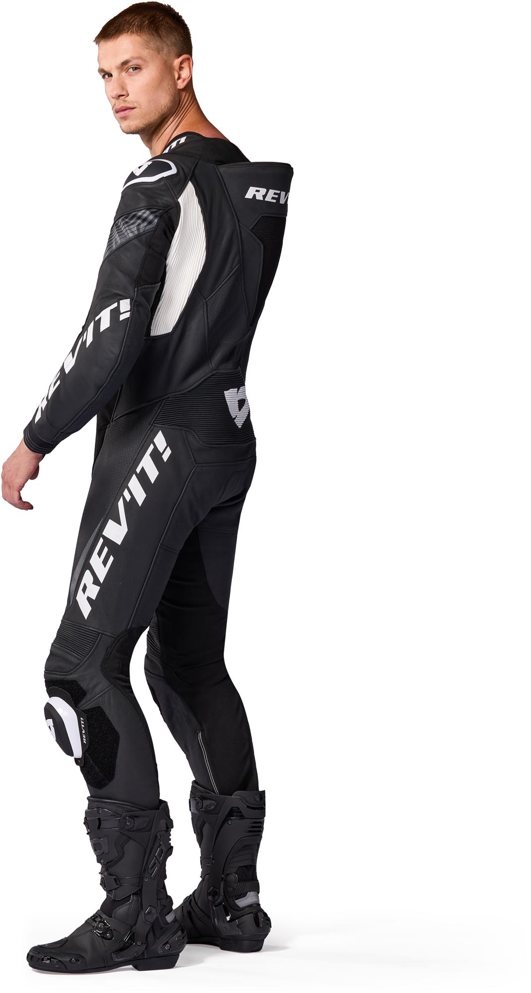 Revit Argon 3 geperforeerd eendelige motorfietsleren pak zwart/wit 52 Figuur 3