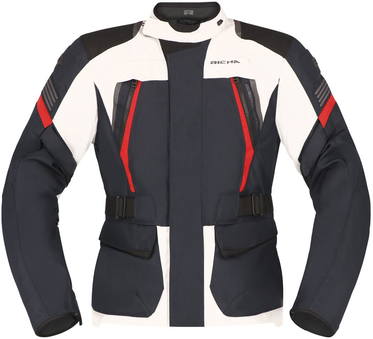 Richa Phantom 3 waterproof Motorcycle Textile Jacket light grey/blue/red 4XL Figure 2