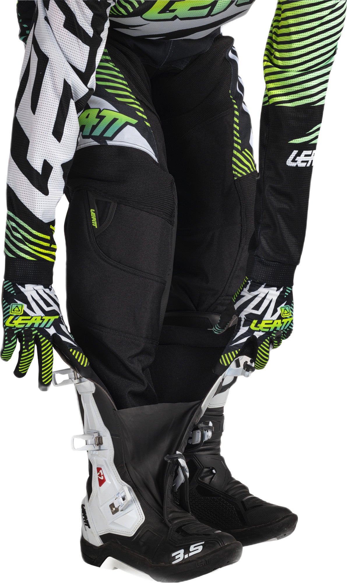 Leatt Moto Ride Kit 3.5 V26 Conjunto de camisa e calça de motocross preto/branco/verde 2XL Figura 3