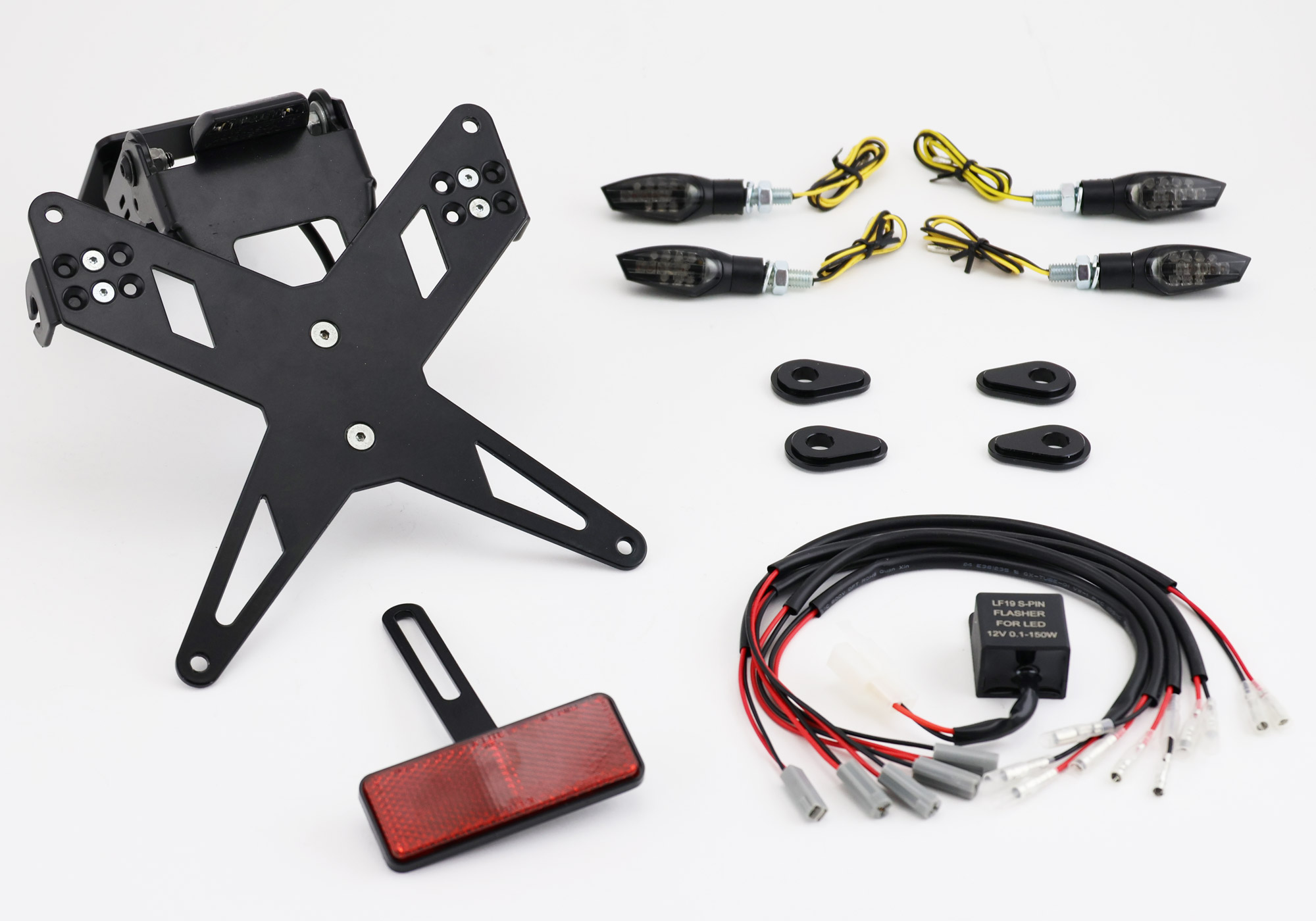 PROTECH-registreringsskylthållare plug-and-play-komplett set med 4 LED-indikatorer, rostfritt stål/aluminium pulverlackerat svart Figur 1