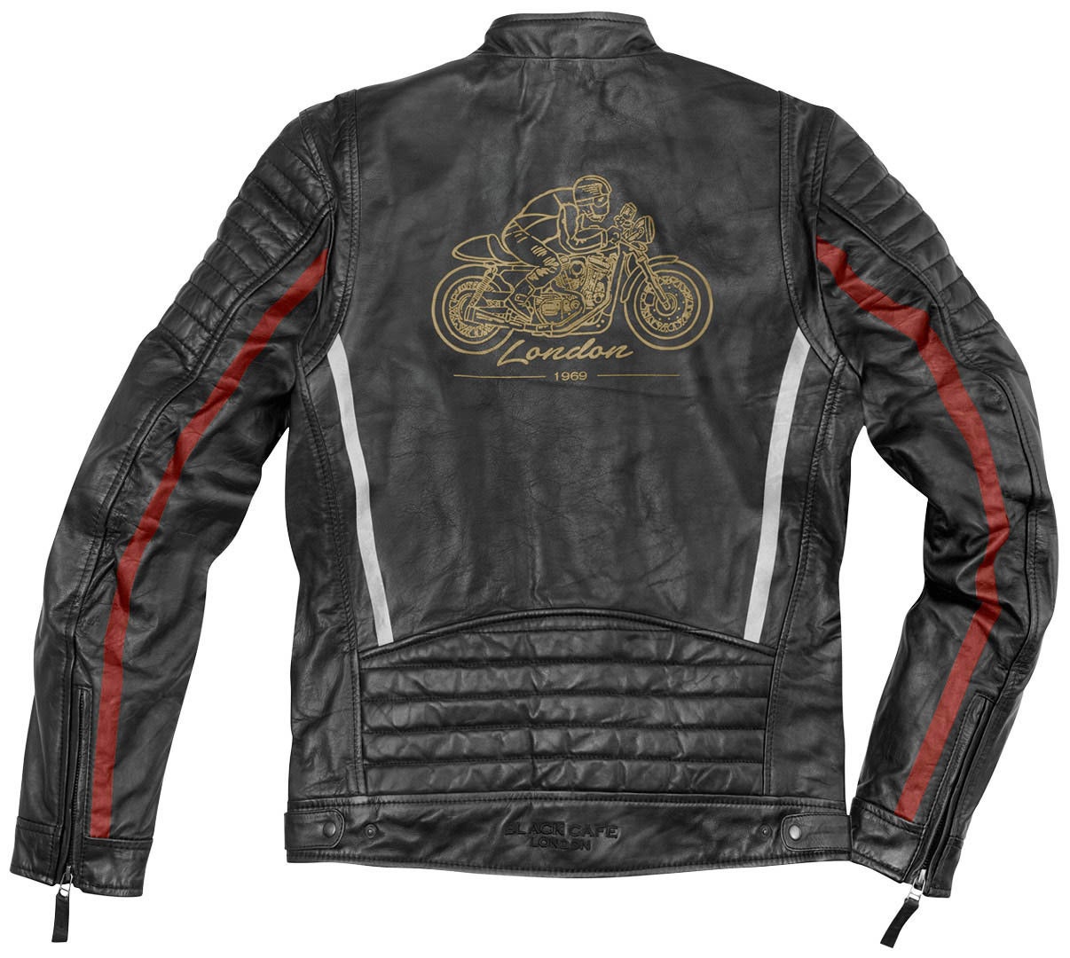 Black-Cafe London Seoul Motorcycle Leather Jacket black/white/red 56 Figure 2