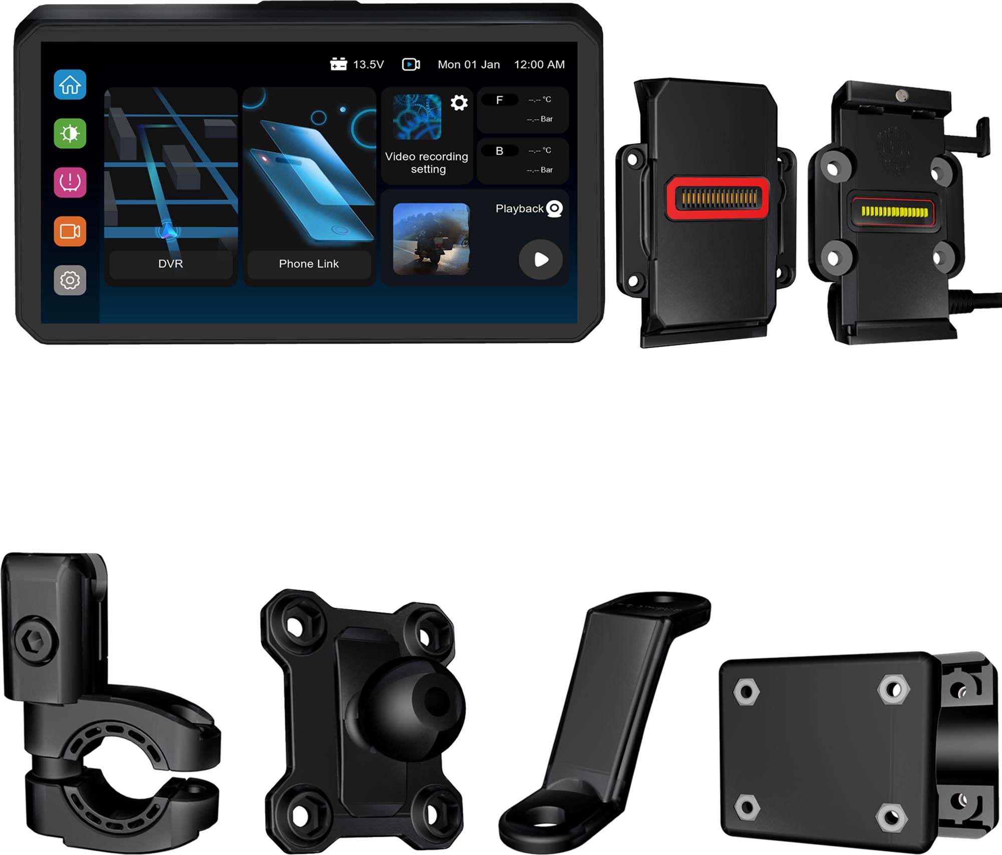AlienRider M2-QR Bundle 5 Motorcykelmultimediasystem Huvudartikel Figur 1