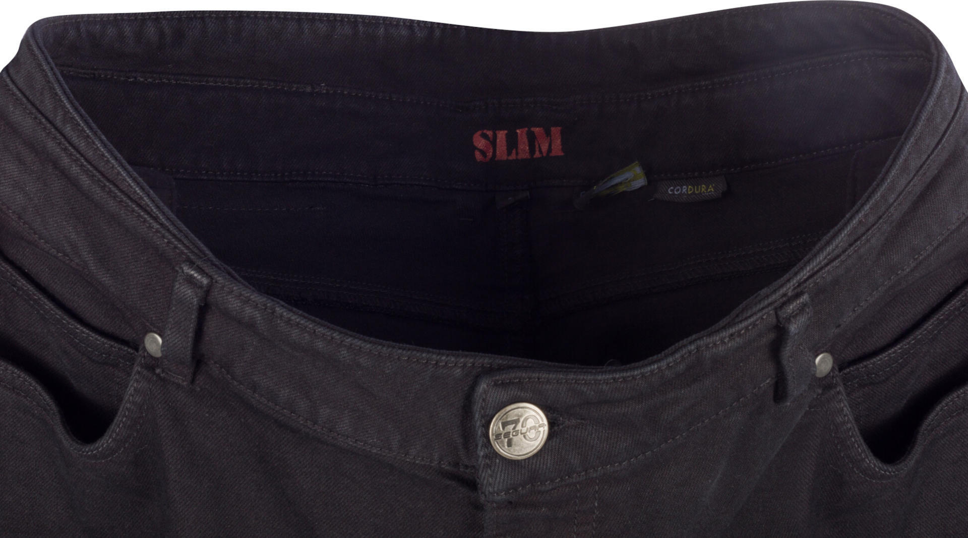 Side view of Segura Cosmic Motorcycle Jeans