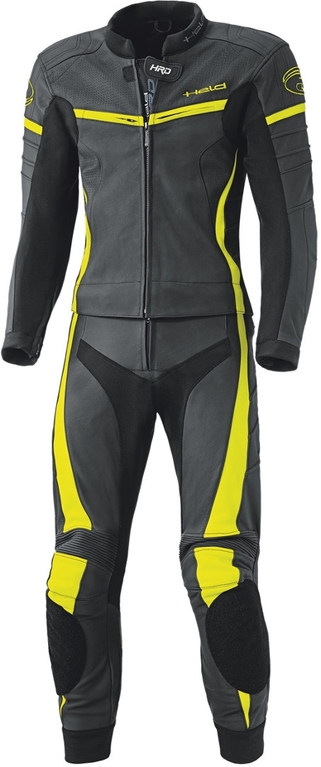 Held Spire Two Piece Motorcycle Leather Suit black/yellow 62 Figure 1