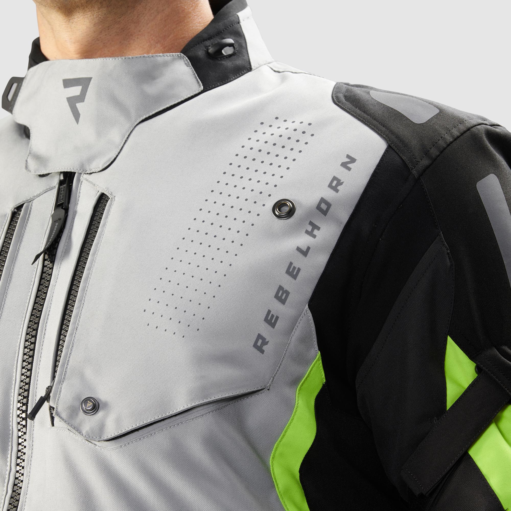 Side view of Rebelhorn Hiker 4 waterproof Motorcycle Textile Jacket