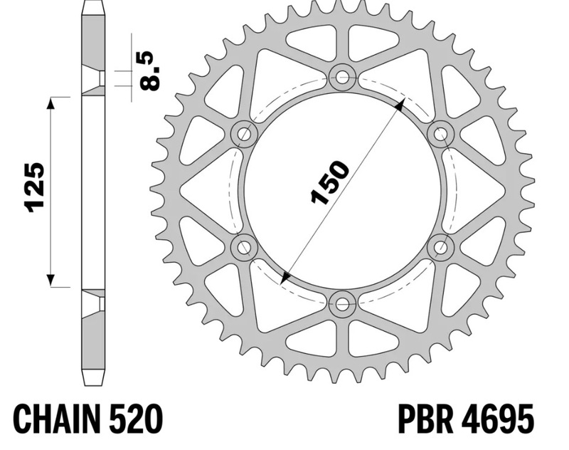 PBR Stål Ultra Light bakre kugghjul - 520 Figur 1