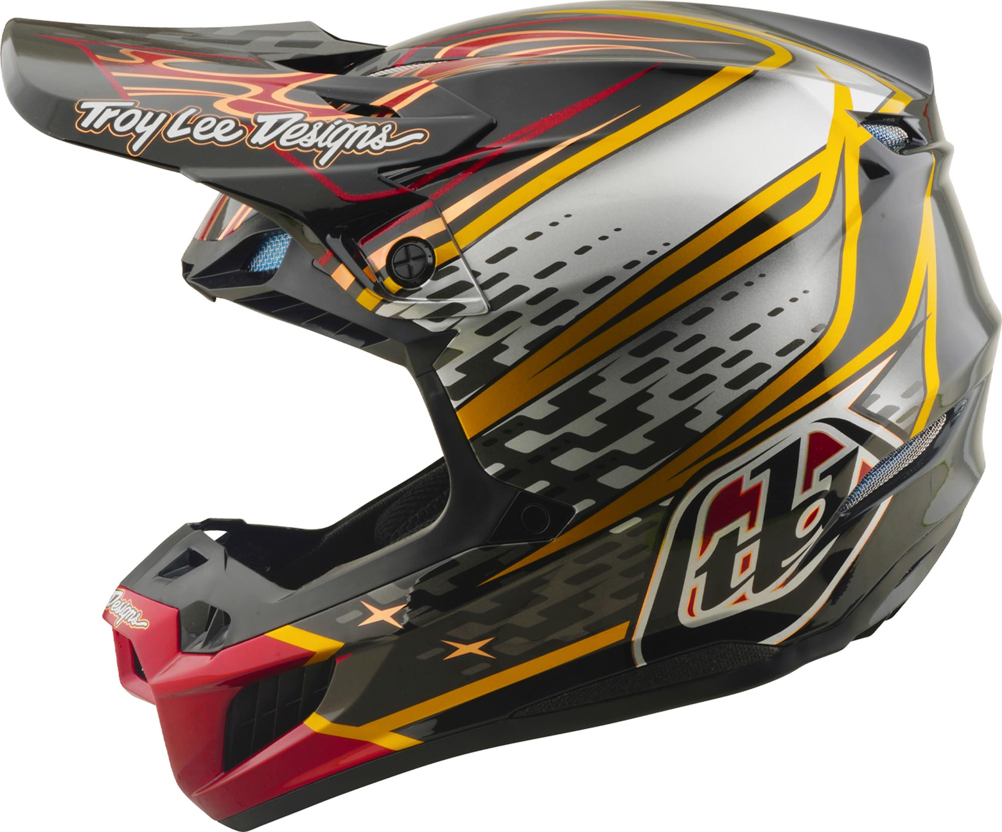 Side view of Troy Lee Designs SE5 Composite MIPS Wings Motocross Helmet