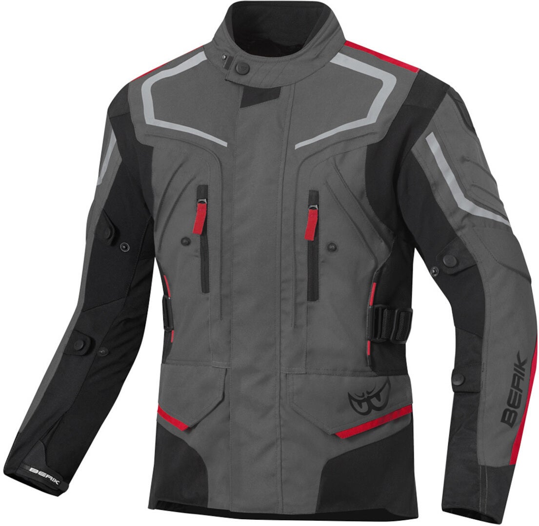 Berik Rallye wasserdichte Motorrad Textiljacke dunkelgrau/schwarz/rot 58 Abbildung 1