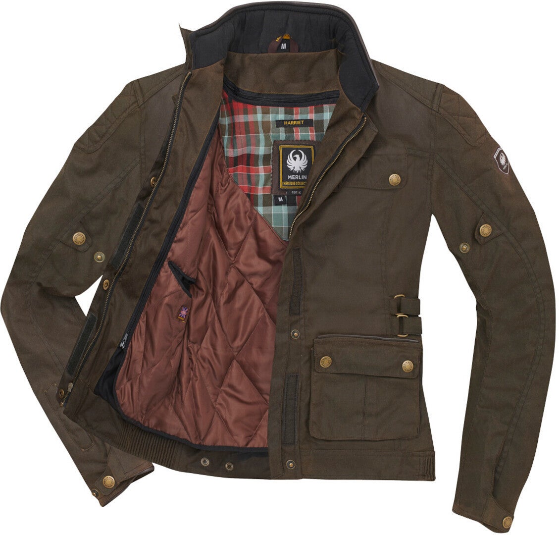 Merlin Harriet Dames Motorfiets Wax Jacket Olive S Figuur 3