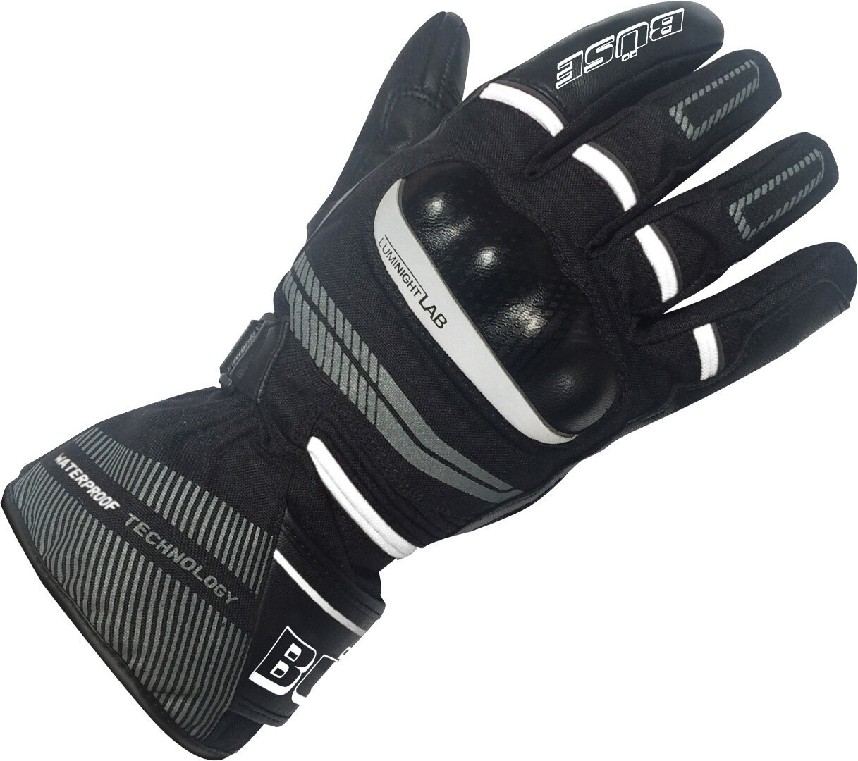 Büse Brandon waterproof Motorcycle Gloves black/white 10 Figure 1