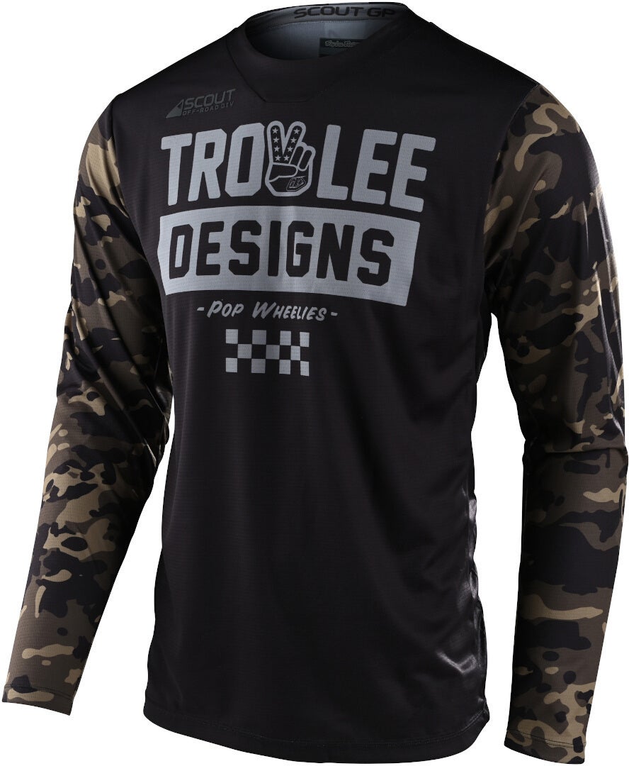 Troy Lee Designs Scout GP Peace & Wheelies Camo Motocross Jersey M Figur 1