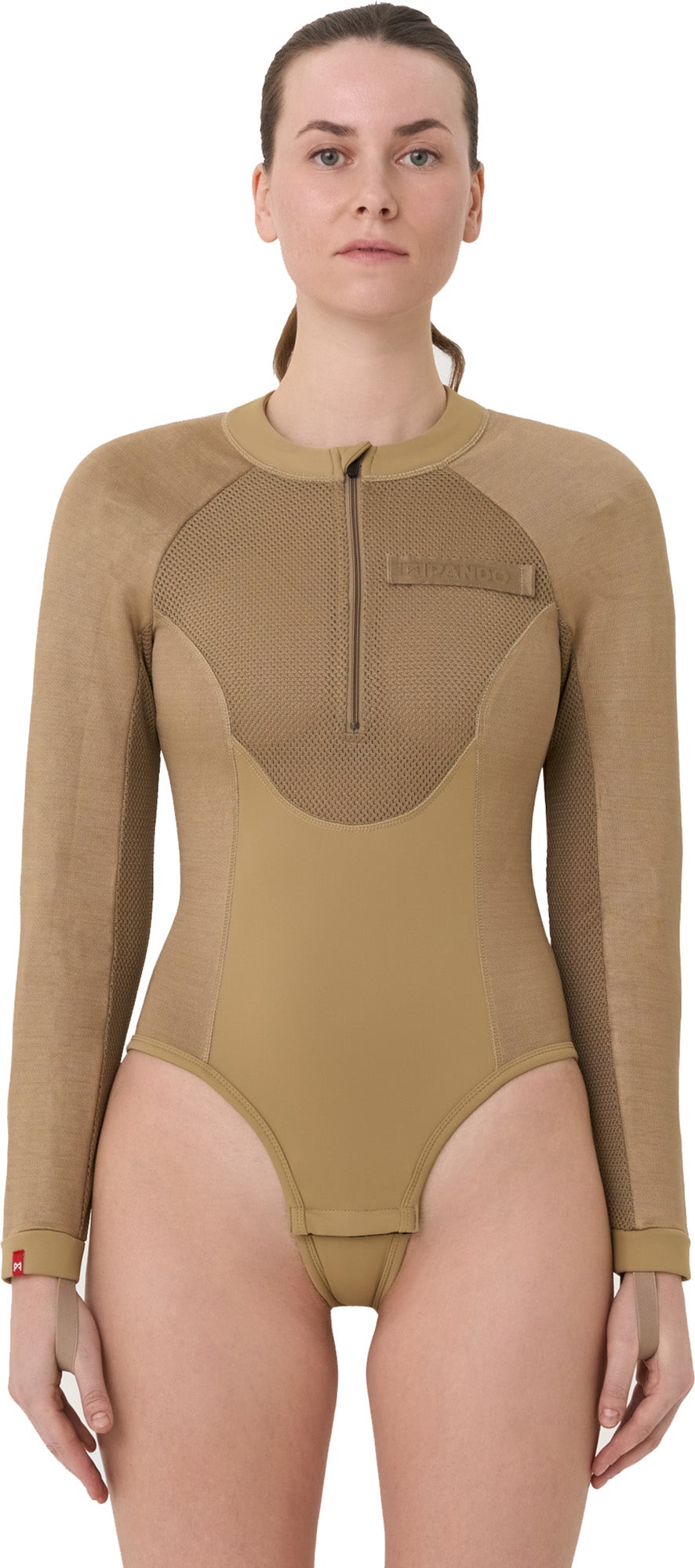 Pando Moto Bia Mesh レディース長袖プロテクターシャツ ベージュ M 図1