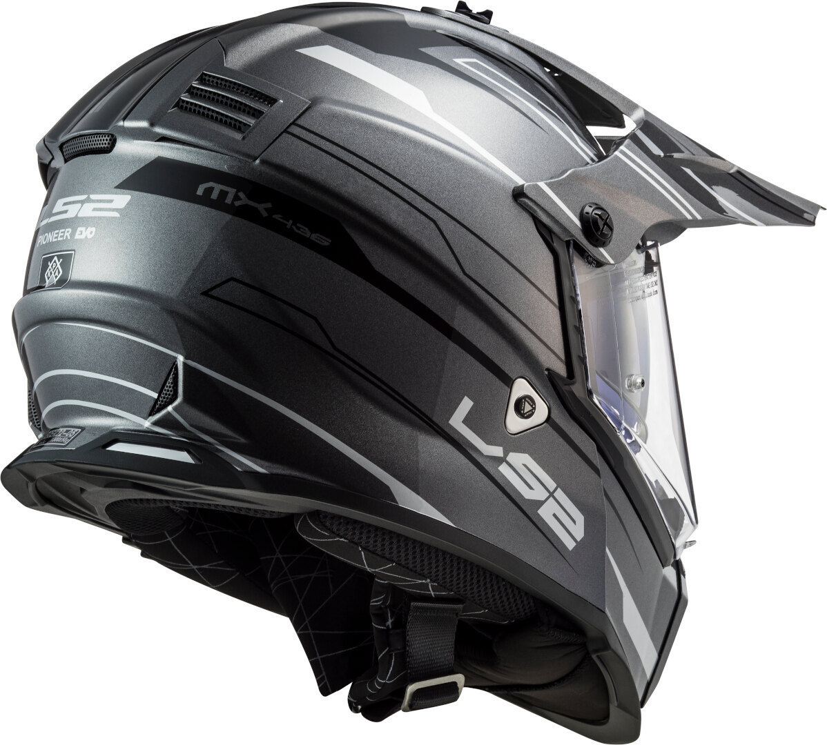 LS2 MX436 Pioneer Evo Knight Cască de motocross Gri/Alb XXS (51/52) Figura 6