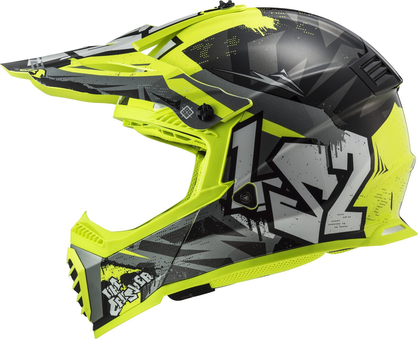 LS2 MX437 Fast Evo Crusher Casco Motocross nero opaco/neon S (55/56) Figura 4
