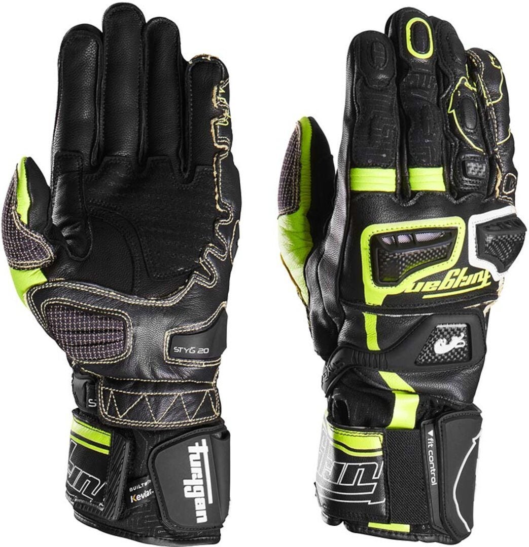 Furygan Styg20 Built With Kevlar® Motorcycle Gloves black/white/neon-yellow L Figure 3