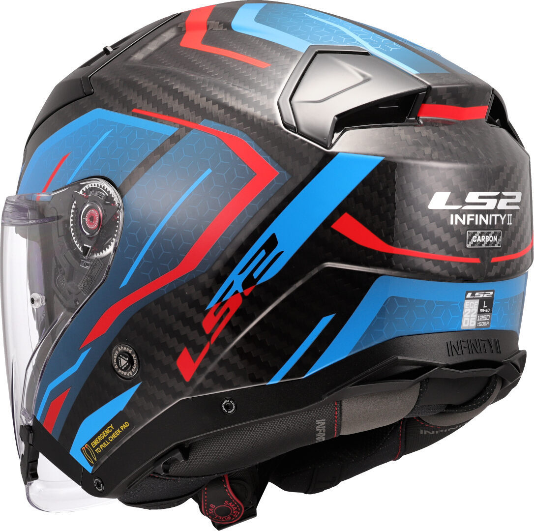 LS2 OF603 Infinity II Carbon Urus Casco Jet carbonio/blu/rosso M (57/58) Figura 3