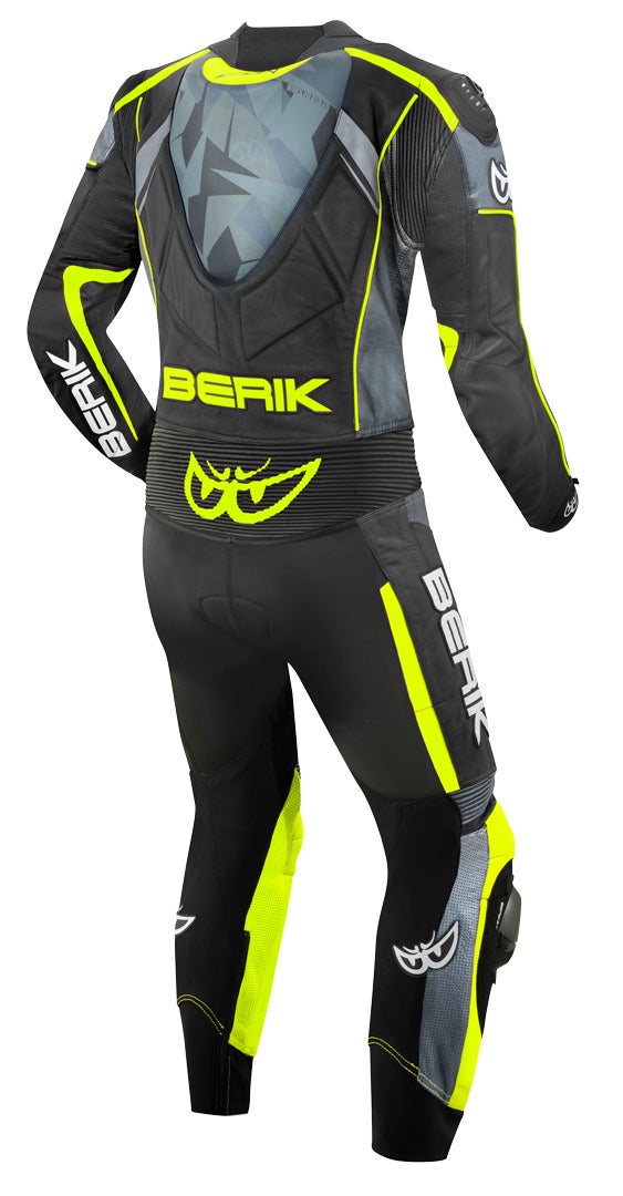 Berik Camo Track Costume en cuir de moto perforé une pièce Vert/jaune 54 Figure 2