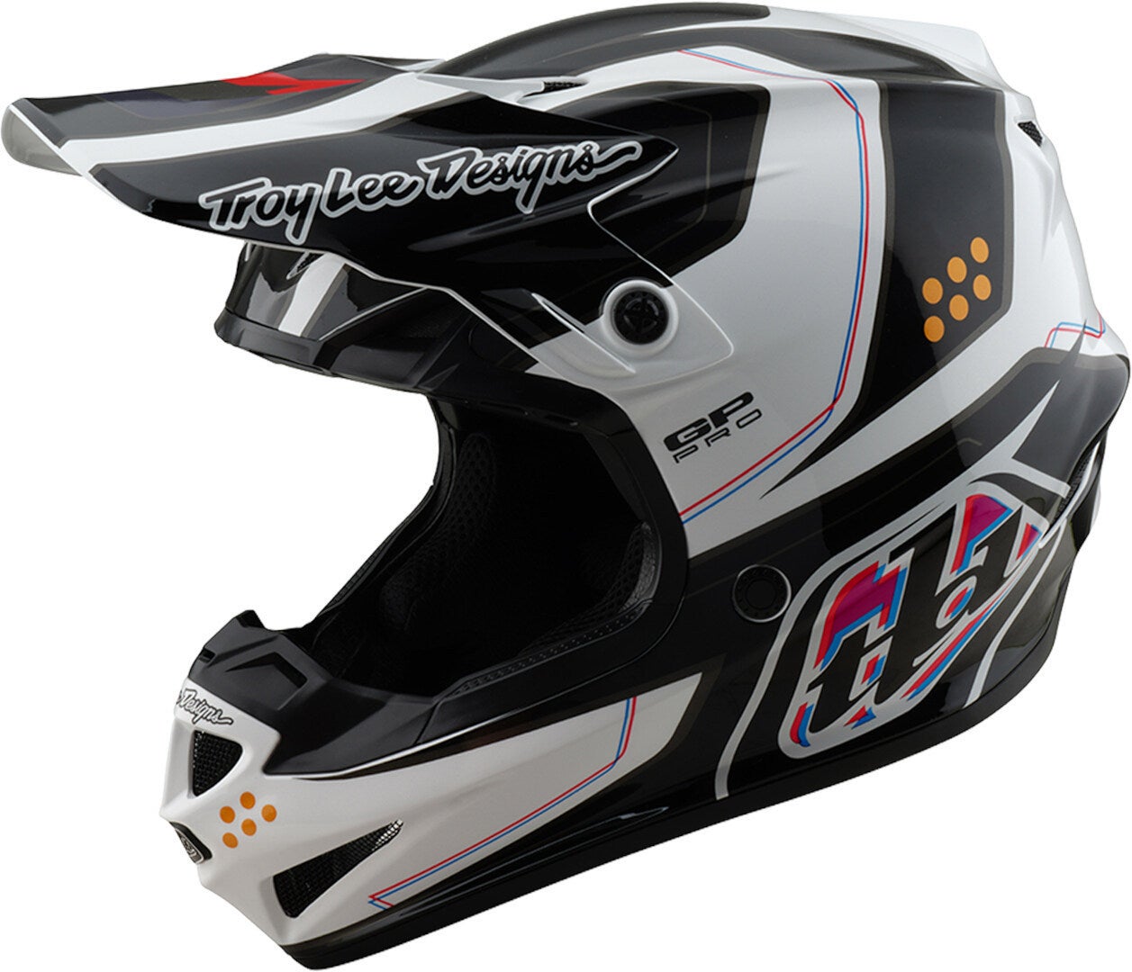 Troy Lee Designs GP Pro MIPS Trooper Motoross Helm zwart/wit/blauw/rood M (57/58) Figuur 1
