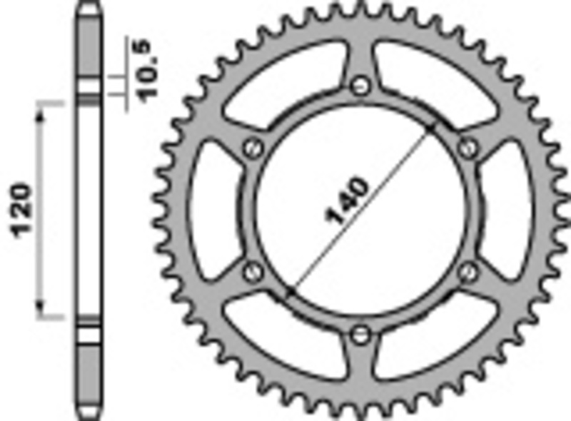 PBR Pinionul spate standard C45 din oțel 475 - 520 Figura 2
