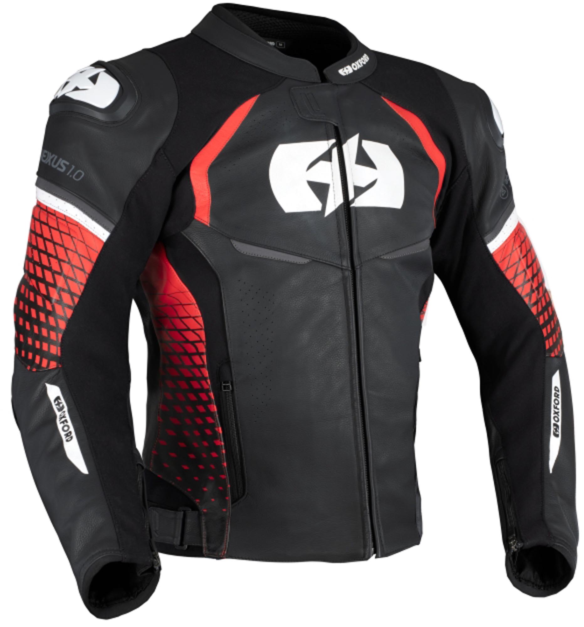 Oxford Nexus 1.0 Jachetă de piele de motocicletă Negru/Roșu 52 Figura 1