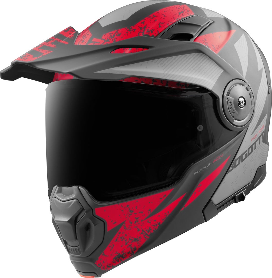 Bogotto FG-102 Safari Steklena vlakna enduro zložljiva čelada črna mat/siva/rdeča 2XL Slika 3