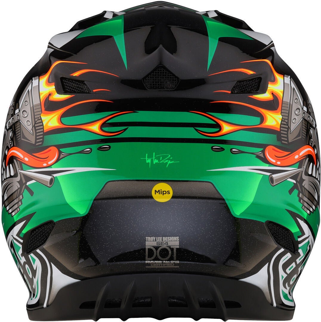 Troy Lee Designs SE4 Polyacrylite Carb MIPS Motocross hjelm sort/grøn/sølv L (58/59) Figur 3