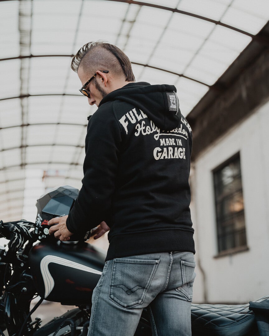 Side view of HolyFreedom Japan Dream Motorcycle Zip Hoodie